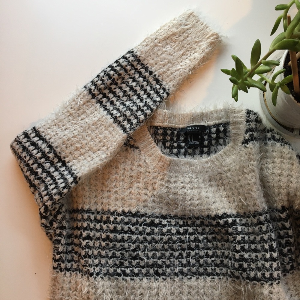 Knit striped pullover sweater